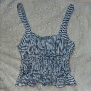 Cute Blue and White Stripped Cropped Tank-Top🤍 SIZE S